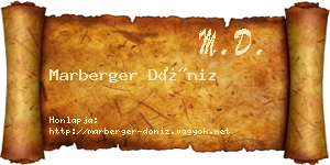 Marberger Döniz névjegykártya